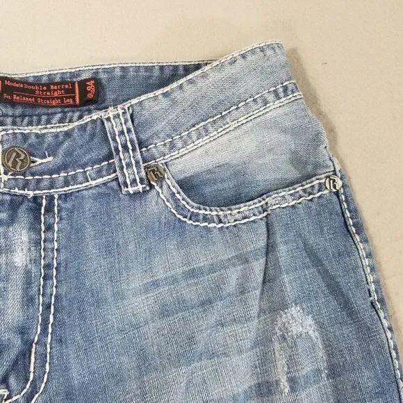 Rock & Roll Cowboy denim jeans men's 38x32 double barrel relaxed straight